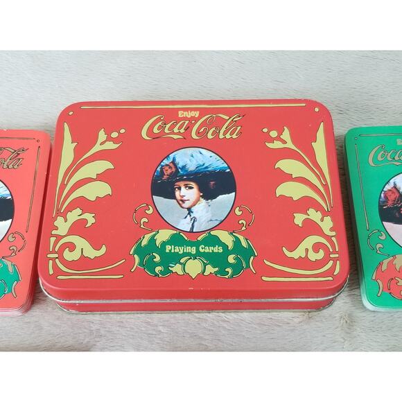 Coca Cola Playing Cards Tin Box Metro Sealed 5 Decks Made in USA Vintage - Picture 2 of 10